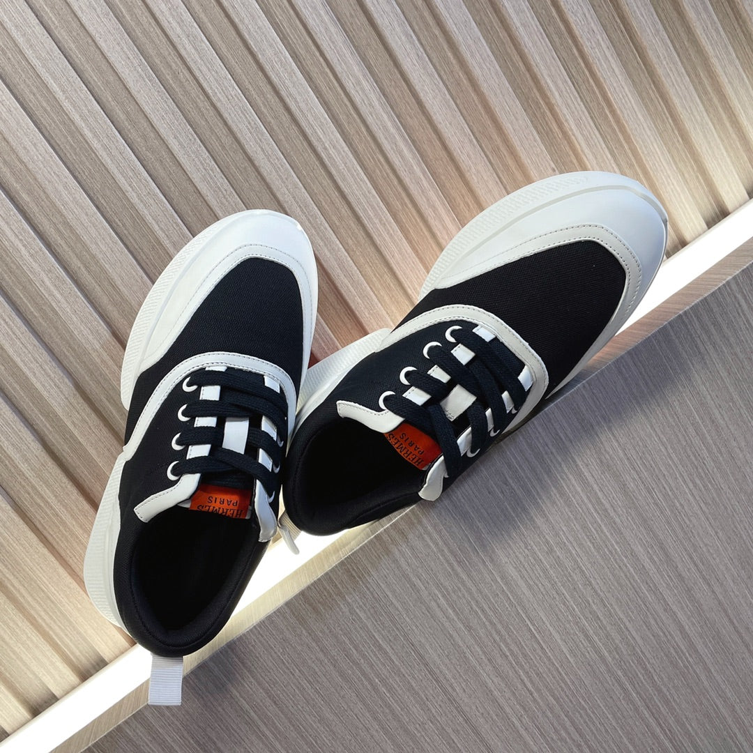 HERMES GIGA SNEAKER BLACK MIX WHITE SUEDE